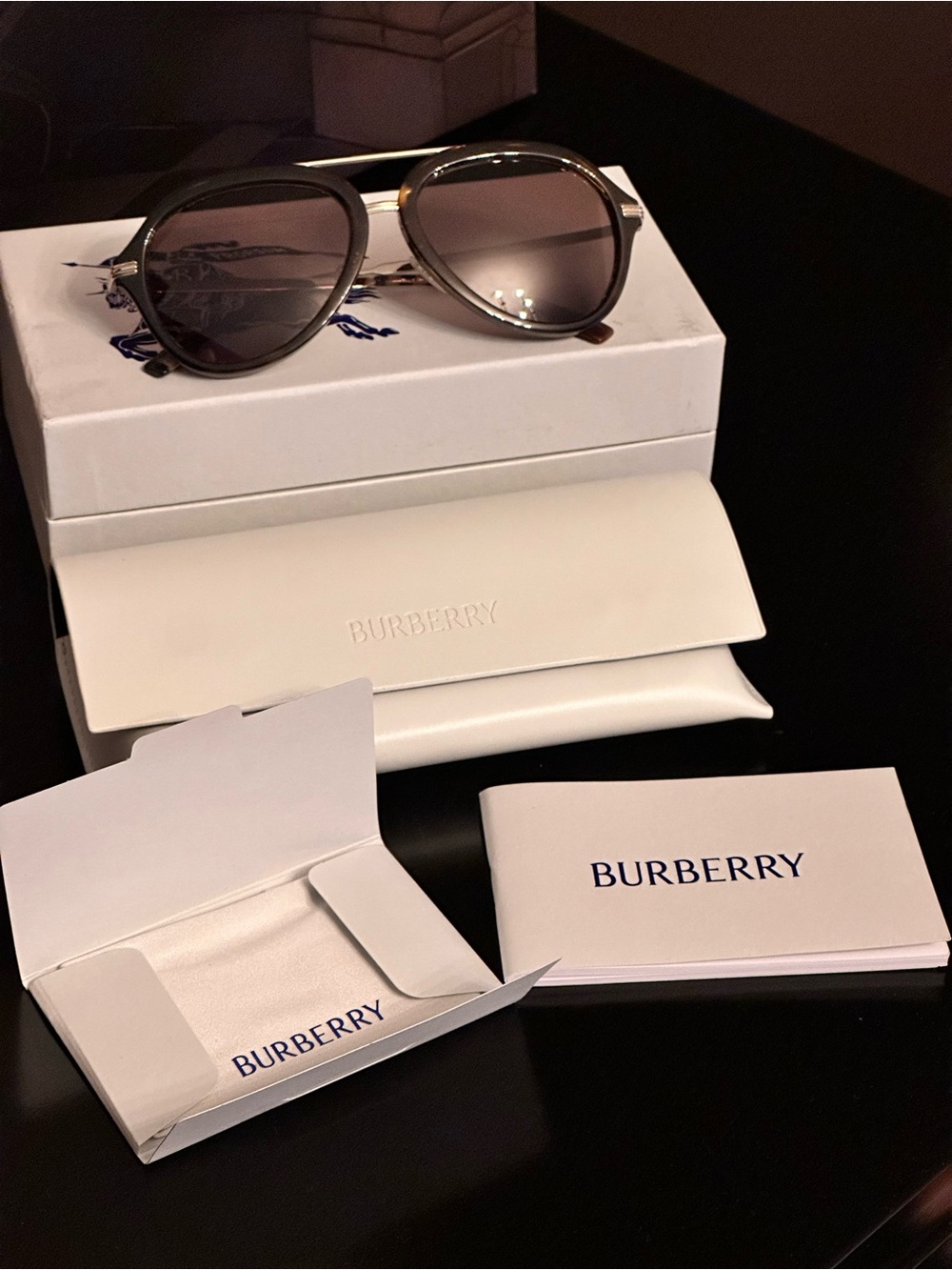 Brand New Burberry BE4377 Brown & Gold Aviator Sunglasses